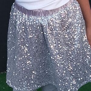 Childern Place Sliver Sequin Girls Skirt New Without Tag